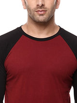 Gritstones Maroon/Black Full Sleeve Round Neck Raglan Tshirt GSFSRGLNOMB1288MRNBLK_M