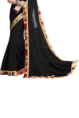 Trendz Women Georgette Saree(TZ_Chandramukhi_Black_Black)