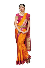 Mimosa By Kupinda Women's Tusser Silk Saree Kanjivaram Style Color :Gold (3397-2073-GD-RNI)