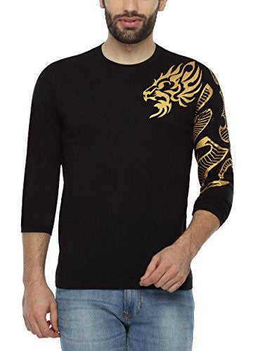 PepperClub Men's Cotton Round Neck Full Sleeve Printed Tshirt - Dragon
