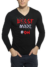 PepperClub Men's V-Neck Full Sleeve Black T-shirt - Beast Mode On-hpvnf-beast-black-m