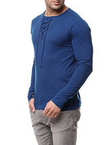 Gritstones Indigo Full Sleeve Round Neck T Shirt GSFSTSHT1282IND_L