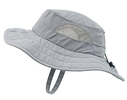 Connectyle Kids UPF 50+ Safari Sun Hat UV Sun Protection Hats Daily Play Hat With Velcro Straps Grey