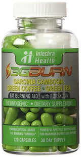 3G-BURN Extreme Fat Burner for Rapid Weight Loss - Pharmaceutical Grade Thermogenic Diet Pills Made with Garcinia Cambogia, Green Coffee, Forskolin and Green Tea. 120 Capsules.