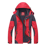 Koson-Man Mans Autumn Winter Warm Outdoors Hiking Windproof Waterproof Jacket (Color Red Size XL)