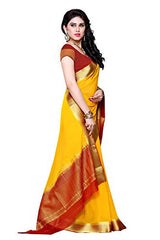 Mimosa Women's Traditional Chiffon Silk Saree Kanjivaram Style With Blouse Color:Gold(3309-2095-GLD-MRN )