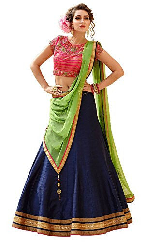 Royal Export Women's Bangalori Silk Neavy Blue Wedding Lehenga Choli...