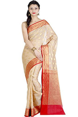 Chandrakala Women's Banarasi Cotton Silk Saree(Beige)