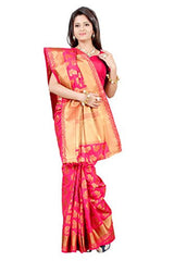 Mimosa Women's Tassar Silk Saree (2056-STRABERRY_STRABERRY)