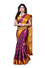 Mimosa Women's Traditional Art Silk Saree Kanjivaram Style With Blouse Color:Mejantha(3301-200-MEJAN-MSTD )
