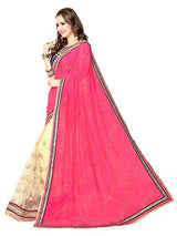 Panchratna Women'S Pink and Cream georegette ethnic saree with blouse piece material...