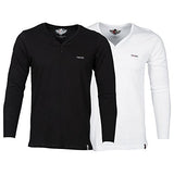 Rodid Solid Men's V-neck White, Black T-Shirt (Pack of 2)