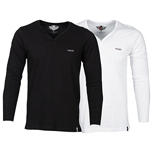 Rodid Solid Men's V-neck White, Black T-Shirt (Pack of 2)