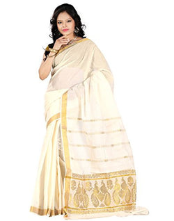 e-VASTRAM Women Kerala Kasavu Zari Rich Pallu Saree (KRPPEA, Beige)