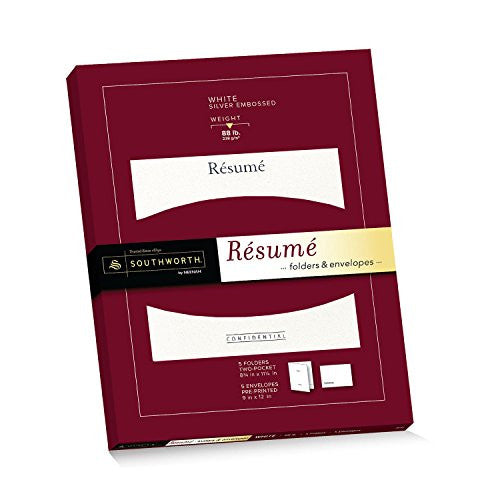 Southworth Exceptional Resume Folders/Envelopes Packet, White (RF#2)