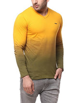 Gritstones Yellow Full Sleeve V Neck T Shirt GSFSOMBVNCKYELL_XL