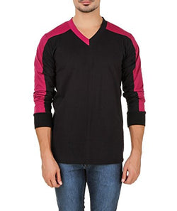 Aurelio Marco Stylish Designed Black Bergundy V Neck Men T Shirt