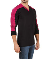 Aurelio Marco Stylish Designed Black Bergundy V Neck Men T Shirt