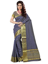 e-VASTRAM Womens Tassar Silk Saree With Zari Blouse(TAGREY_Grey)