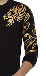 PepperClub Men's Cotton Round Neck Full Sleeve Printed Tshirt - Dragon