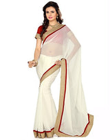 Sareeshop Women's Chiffon Saree (SharmiliWhite_SS1_White_Free Size)