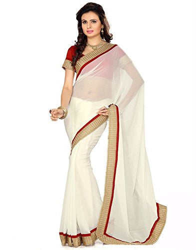 Sareeshop Women's Chiffon Saree (SharmiliWhite_SS1_White_Free Size)