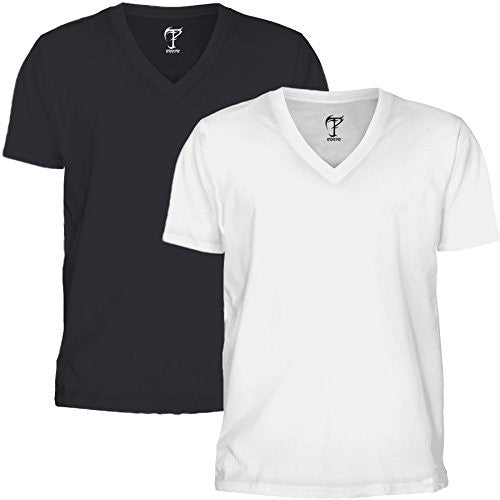 Tripr Men's V-Neck Combo White Black (Medium)