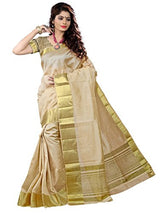 e-VASTRAM Womens Tassar Silk Saree With Zari Blouse(TACR_Beige)
