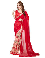 Panchratna maroon and peach Half And Half Printed georgette Saree...
