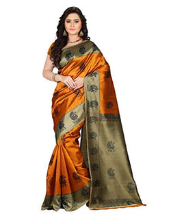 e-VASTRAM Womens Art Mysore Printed Silk(NS1A_yellow)