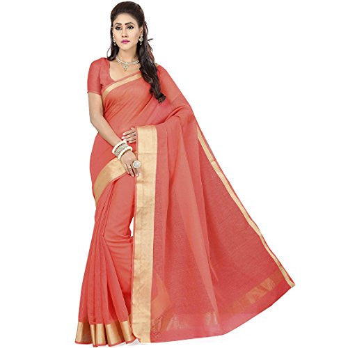 Rani Saahiba Banarasi Kota Art Cotton Silk Saree(Orange_Red)