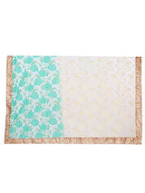 Four Seasons AquaBlue Jacquard &amp; Satin Sari With Blouse