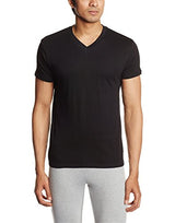 Hanes Men's V-Neck Cotton T-Shirt (8907163459886) (MPH75-002-PL Jet BLK L)