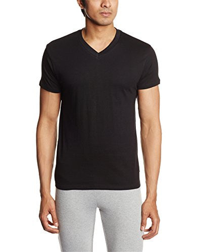 Hanes Men's V-Neck Cotton T-Shirt (8907163459886) (MPH75-002-PL Jet BLK L)