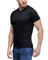 Scott Men's Premium Biowash Cotton V Neck T-shirt - Black - BSHV4_M
