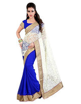 Sareeshop Women's Brasso Saree (SMS_SonaliBrasso_Blue_Free Size)