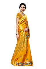 Mimosa Women'STassar silk Saree with Hand Embroidery Color: Gold(3220-2085-EMB-GLD)
