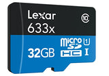 Lexar High-Performance microSDHC 633x 32GB UHS-I Card w/SD Adapter - LSDMI32GBBNL633A