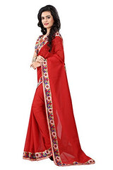 B Bella Creation Women's Georgette Saree (BHAGALPURI RED_Red_Freesize)