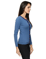 Blue Merino wool frount open Cardigan sweater Small