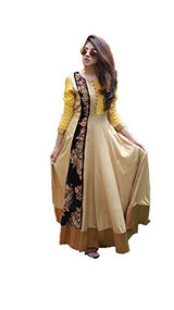 Royal Export Women's Cotton Beige Semistithed Anarkali Suit