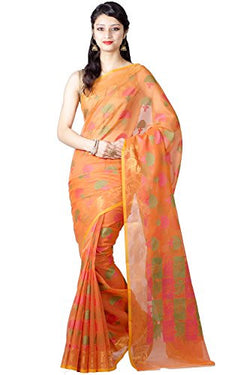 Chandrakala Women's Banarasi Cotton Silk Saree(Orange)