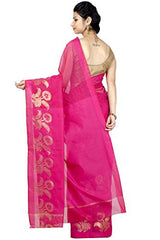Chandrakala Women's Pink Banarasi Cotton Blend Saree