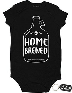 Daft Baby Onesie Home Brewed Cute Funny Baby Shower Newborn & Dad Keychain Gift Black (Newborn)
