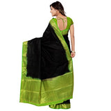 Varkala Silk Sarees Women's Raw Silk Kanjiwaram Saree(ND1001BL_Black)
