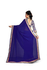 Indianbeauty Women's Chiffon Saree (AS1247_Blue_Free Size)