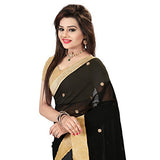 Glory Sarees Women's Gerogette Saree(vgblack_black)
