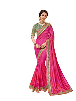EthnicJunction Women's Heavy Sarees for Wedding Function With Blouse (Pink,EJ1147-7058)