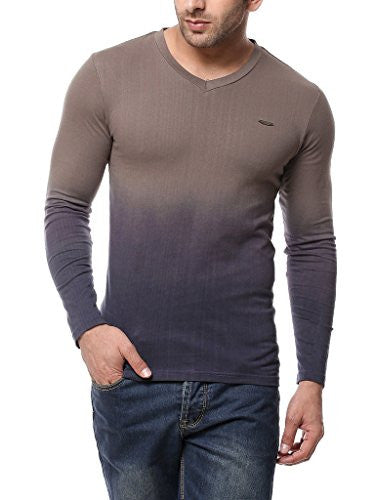 Gritstones Steel Grey Full Sleeve V Neck T Shirt GSFSOMBVNECKSGRY_XL