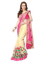 Panchratna Women's Georgette Heavy Embroidered Fancy Sarees With Blouse Material